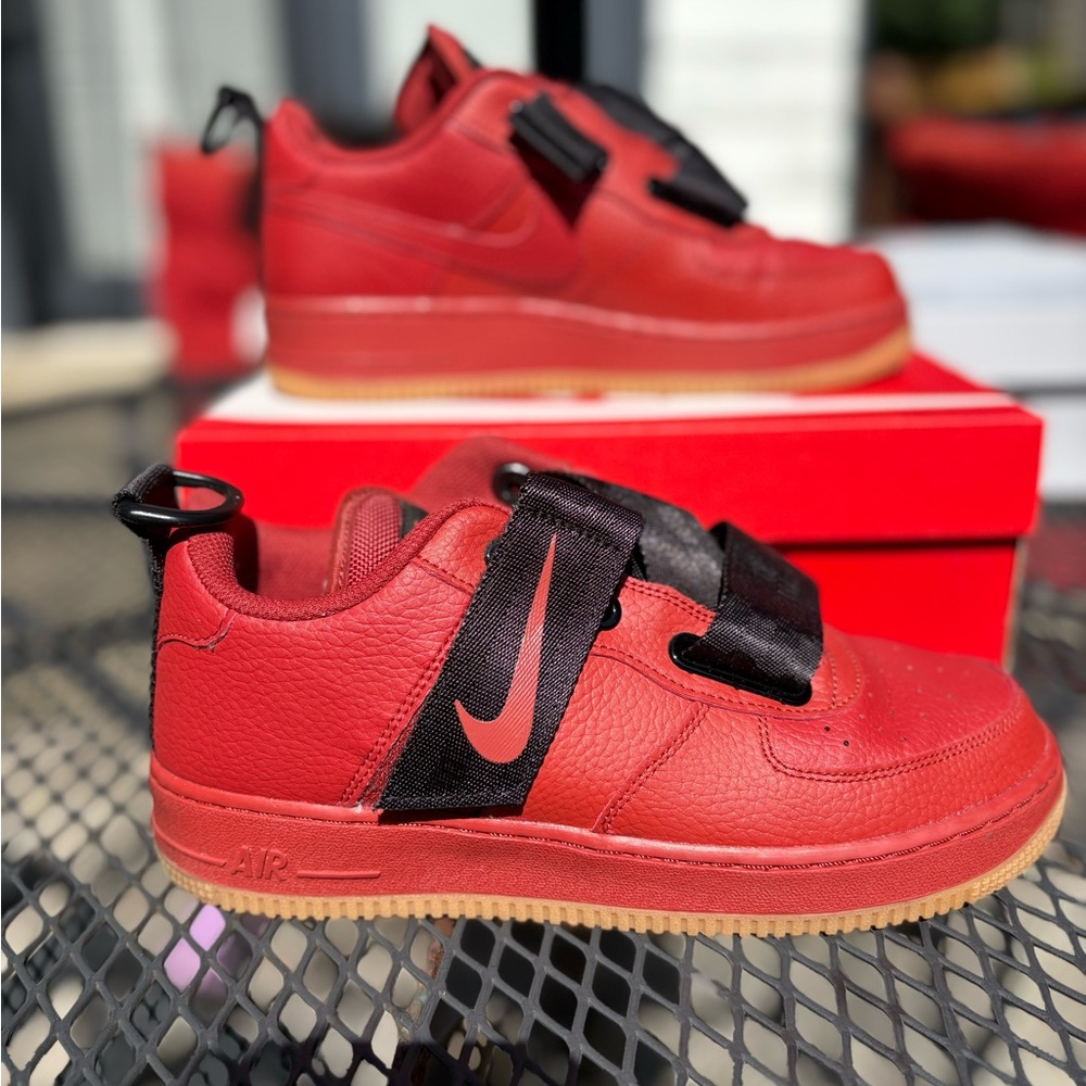 Kids Nike Red Sneakers with Black Accents & gum bottom  - 7Y - Like New